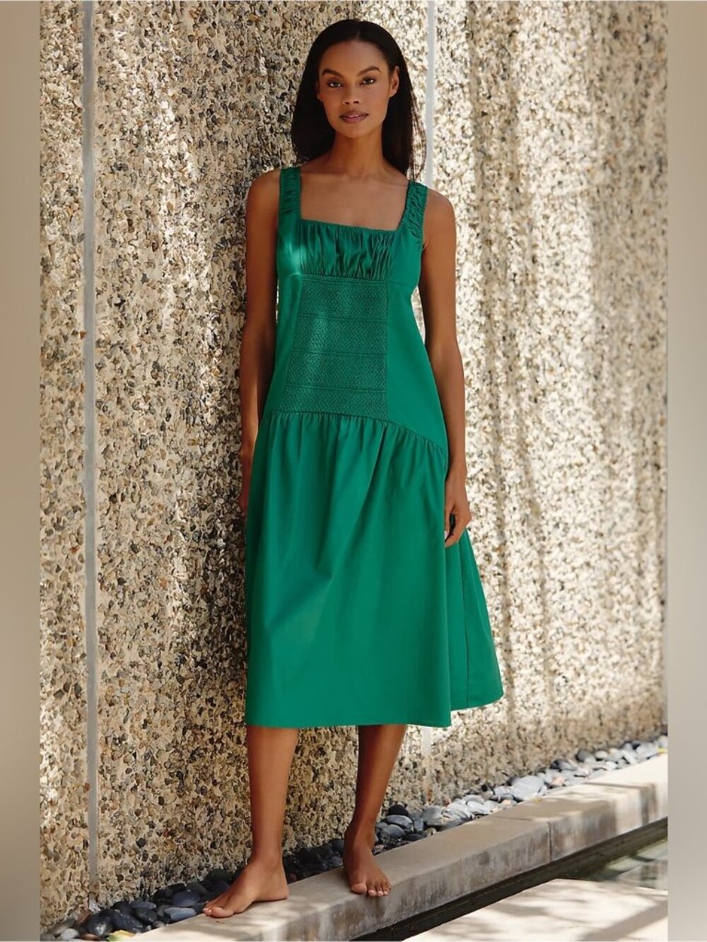 NWT Size S - Anthropologie 100% Cotton Smocked Open-Back Midi Dress (US$ 118) - Picture 5 of 16